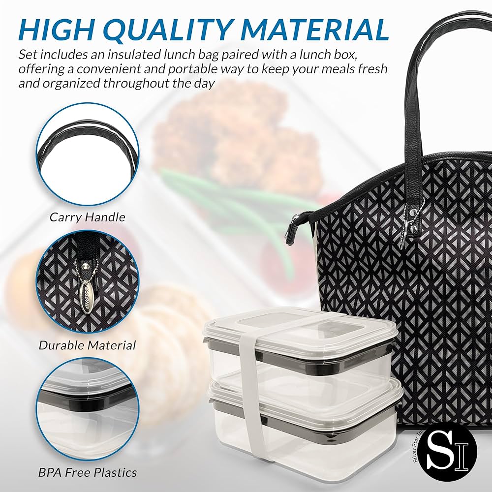 SILVER ONE Insulated Lunch Bag for Women - Set of 4